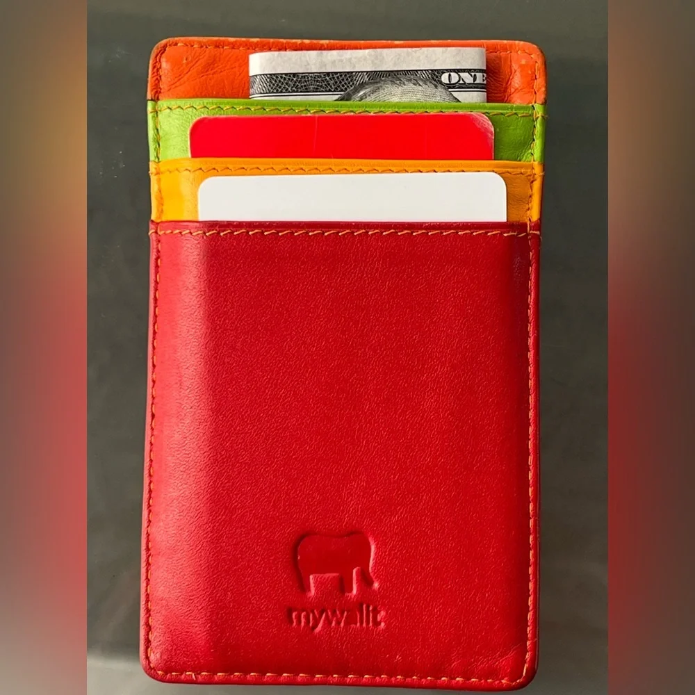 💲💳Leather Credit Card Case Holder Multicolor Red/Orange/Green/Yellow | MyWalit